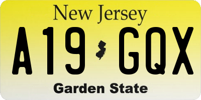 NJ license plate A19GQX