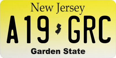 NJ license plate A19GRC