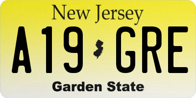 NJ license plate A19GRE