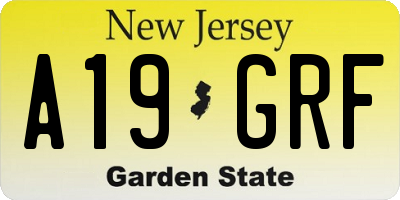 NJ license plate A19GRF
