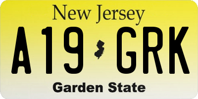 NJ license plate A19GRK