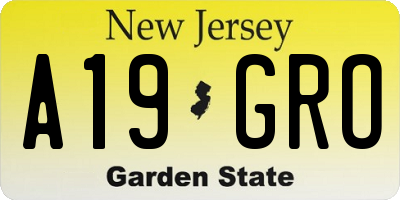 NJ license plate A19GRO