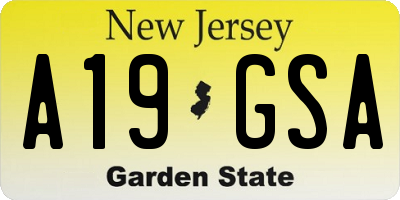 NJ license plate A19GSA