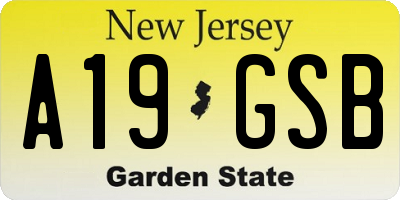 NJ license plate A19GSB