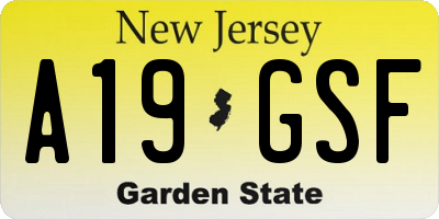 NJ license plate A19GSF