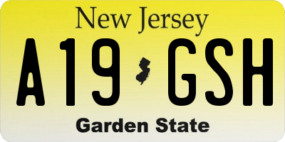 NJ license plate A19GSH