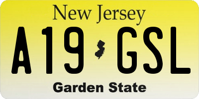 NJ license plate A19GSL