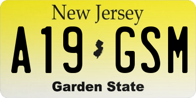 NJ license plate A19GSM