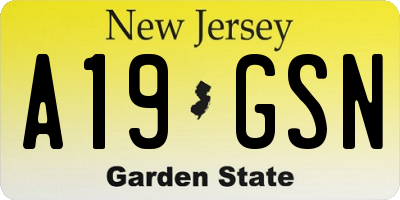 NJ license plate A19GSN