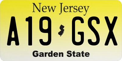 NJ license plate A19GSX