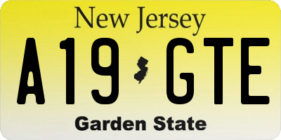 NJ license plate A19GTE