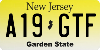 NJ license plate A19GTF