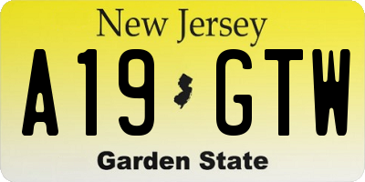 NJ license plate A19GTW