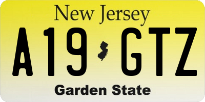 NJ license plate A19GTZ