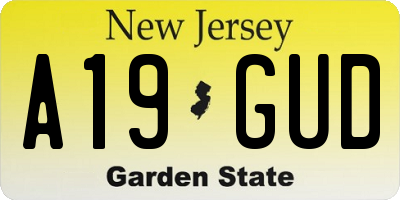 NJ license plate A19GUD
