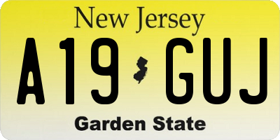 NJ license plate A19GUJ