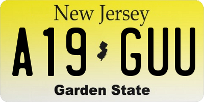 NJ license plate A19GUU