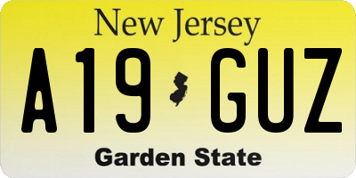 NJ license plate A19GUZ