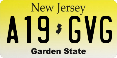 NJ license plate A19GVG
