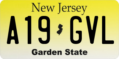 NJ license plate A19GVL