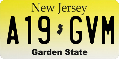 NJ license plate A19GVM