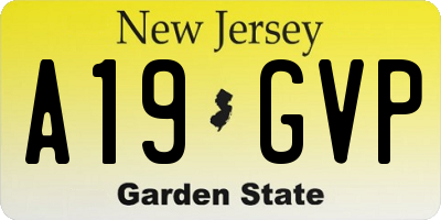 NJ license plate A19GVP