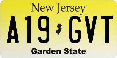 NJ license plate A19GVT