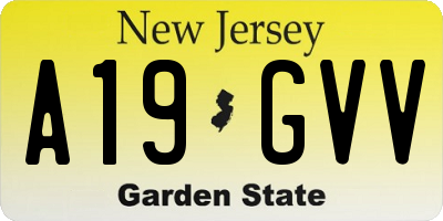 NJ license plate A19GVV