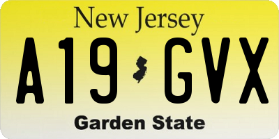 NJ license plate A19GVX