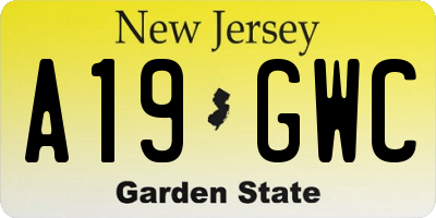 NJ license plate A19GWC