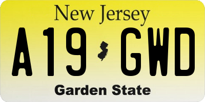 NJ license plate A19GWD