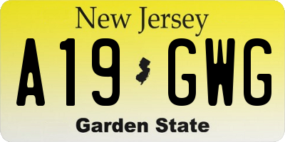 NJ license plate A19GWG