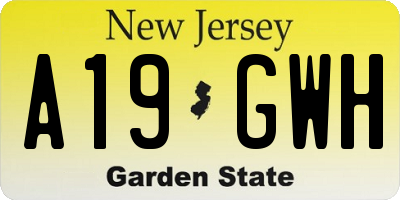 NJ license plate A19GWH