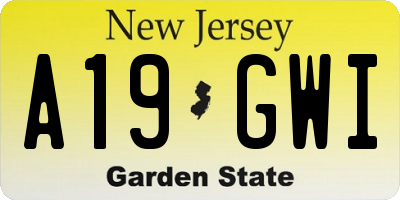 NJ license plate A19GWI
