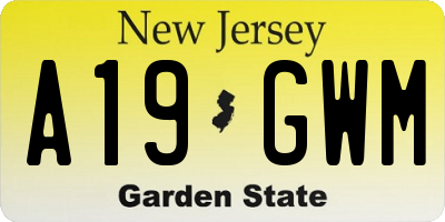 NJ license plate A19GWM