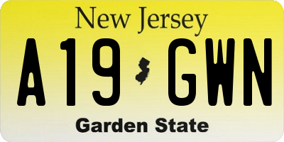 NJ license plate A19GWN