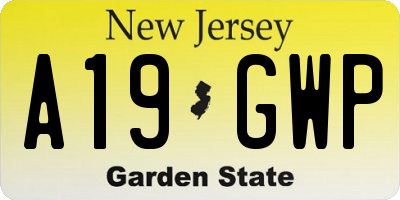 NJ license plate A19GWP