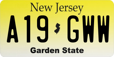 NJ license plate A19GWW