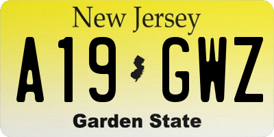 NJ license plate A19GWZ