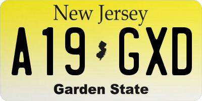 NJ license plate A19GXD