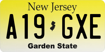 NJ license plate A19GXE