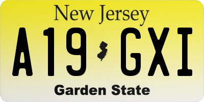NJ license plate A19GXI