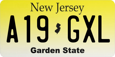 NJ license plate A19GXL