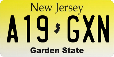NJ license plate A19GXN
