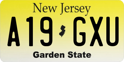 NJ license plate A19GXU