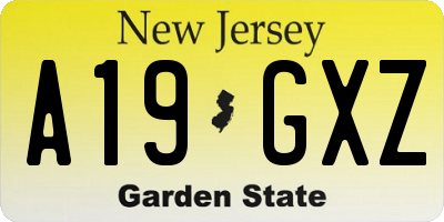 NJ license plate A19GXZ