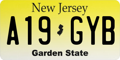 NJ license plate A19GYB