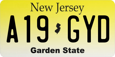 NJ license plate A19GYD