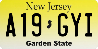 NJ license plate A19GYI