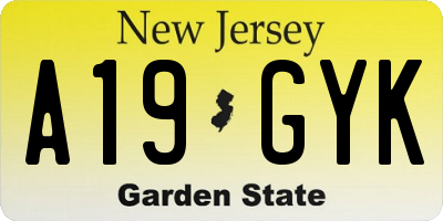 NJ license plate A19GYK